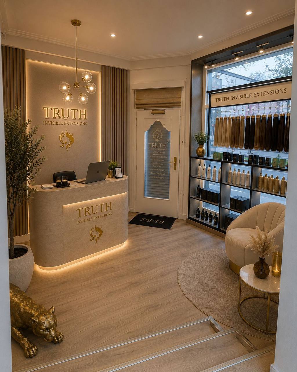 Heller Empfangsbereich von Truth Mannheim mit Extensions-Wand