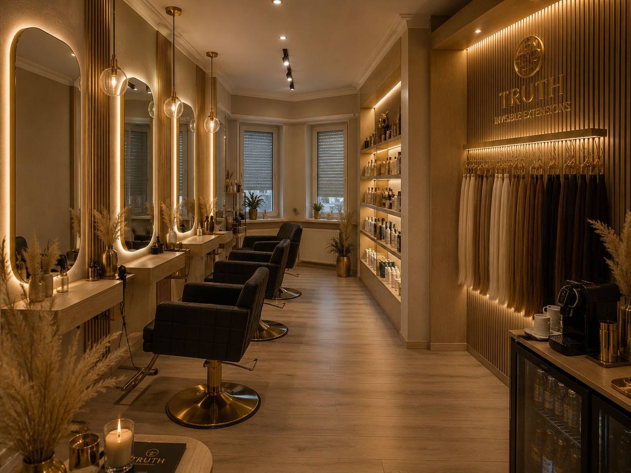 Heller Salonbereich von Truth Mannheim mit warmem Licht